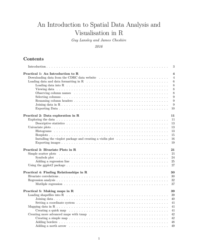 An Introduction to Spatial Data Analysis and Visualisation in R