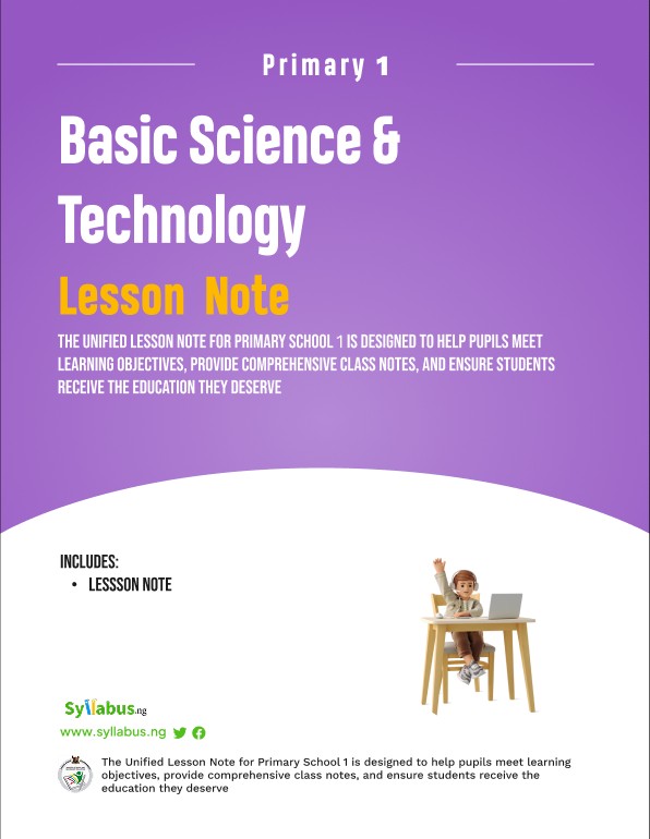 Buy PRIMARY-1-BASIC-SCIENCE-AND-TECHNOLOGY-LESSON-NOTE by Syllabus NG ...