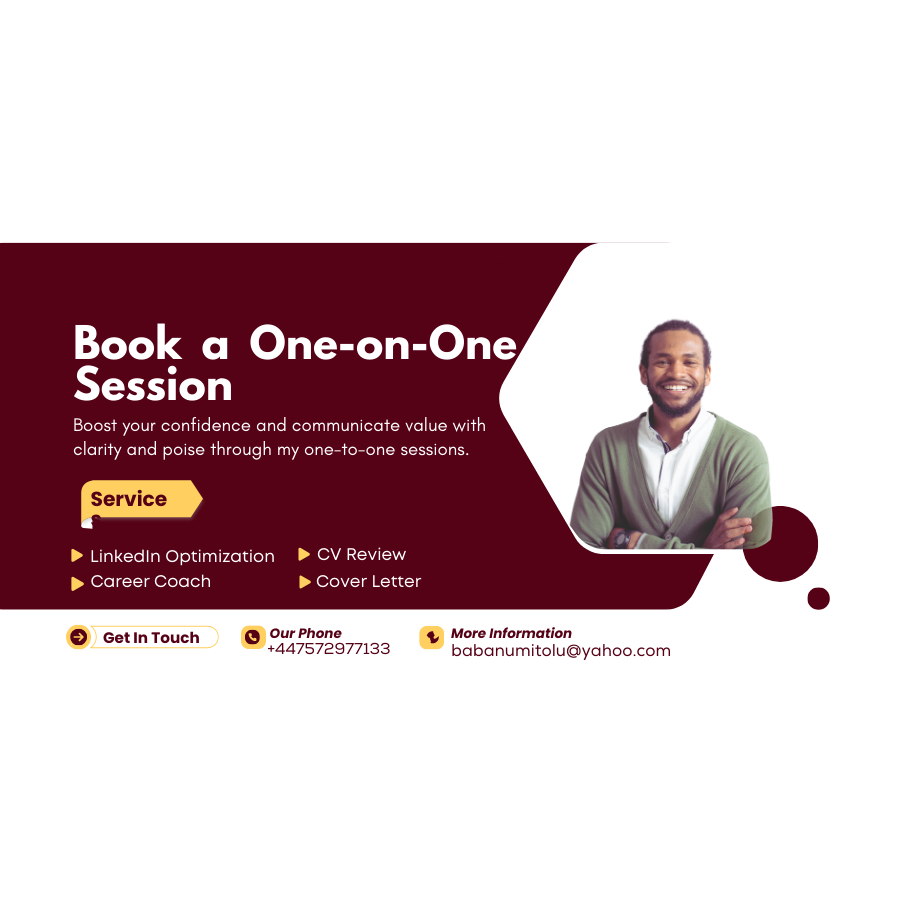 Book a One-on-One session with Taiwo