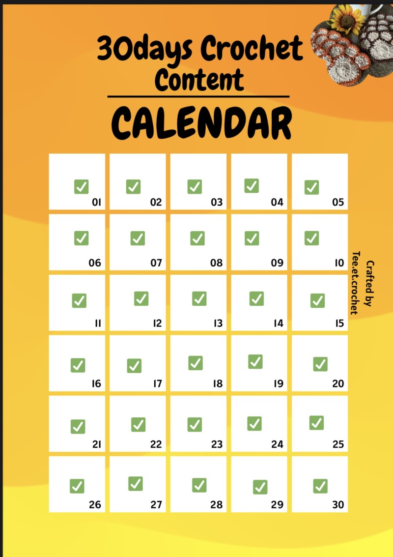30 DAYS CROCHET CONTENT CALENDAR