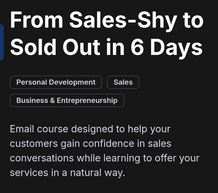 From sales shy to sold out in 6 days