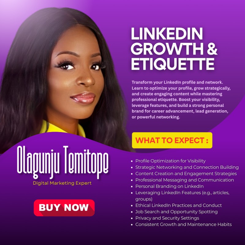 Buy LINKEDIN GROWTH ETIQUETTE By Temitope Olagunju On Selar Buy linkedin growth etiquette by temitope olagunju on selar