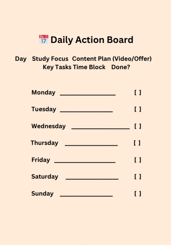 Weekly productivity planner for students