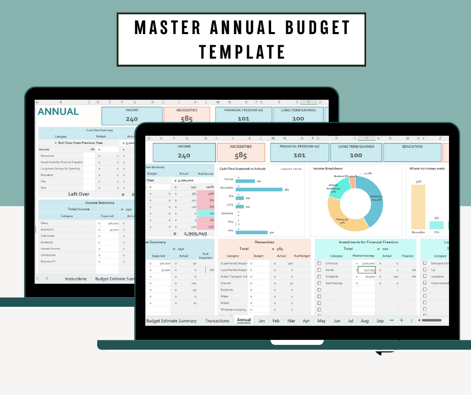 Budget & Expense Tracker Spreadsheet (automated)