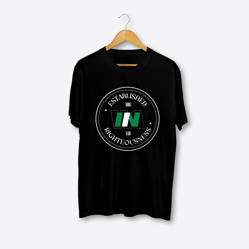 ESTABLISHED IN RIGHTEOUSNESS BLACK T-SHIRT