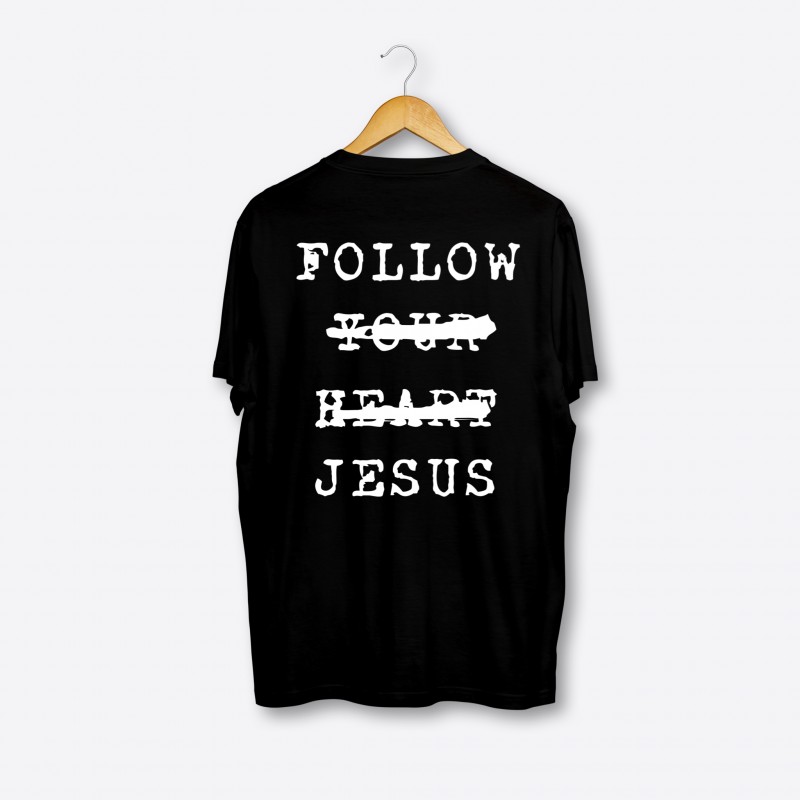 FOLLOW JESUS (BOLD BACK) BLACK T-SHIRT W/ WHITE PRINT