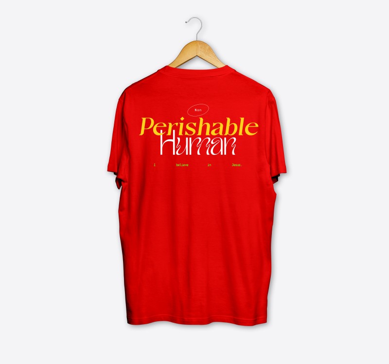 NON-PERISHABLE HUMAN RED T-SHIRT