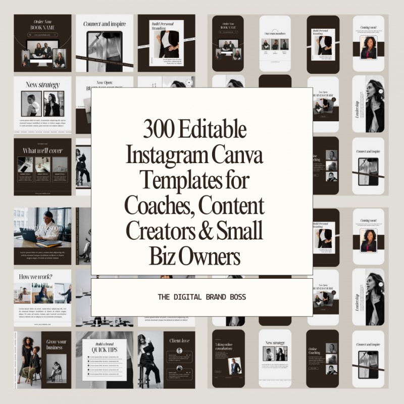 300 Editable Instagram Canva Templates for Coaches, Content Creators & Small Biz Owners
