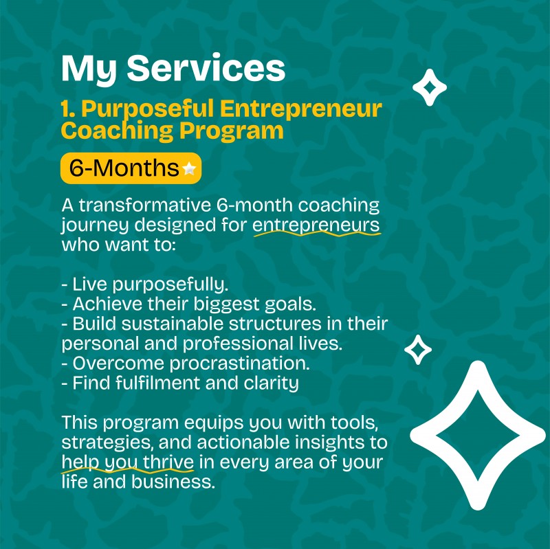 Purposeful Entrepreneur Coaching Program (6 Months)