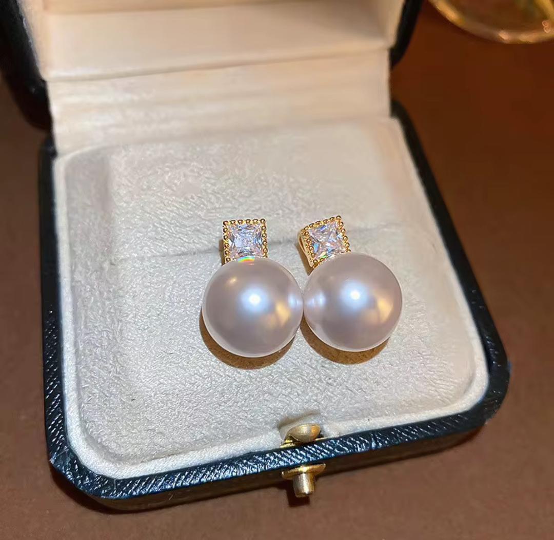 Huge Pearly Crystal Earrings