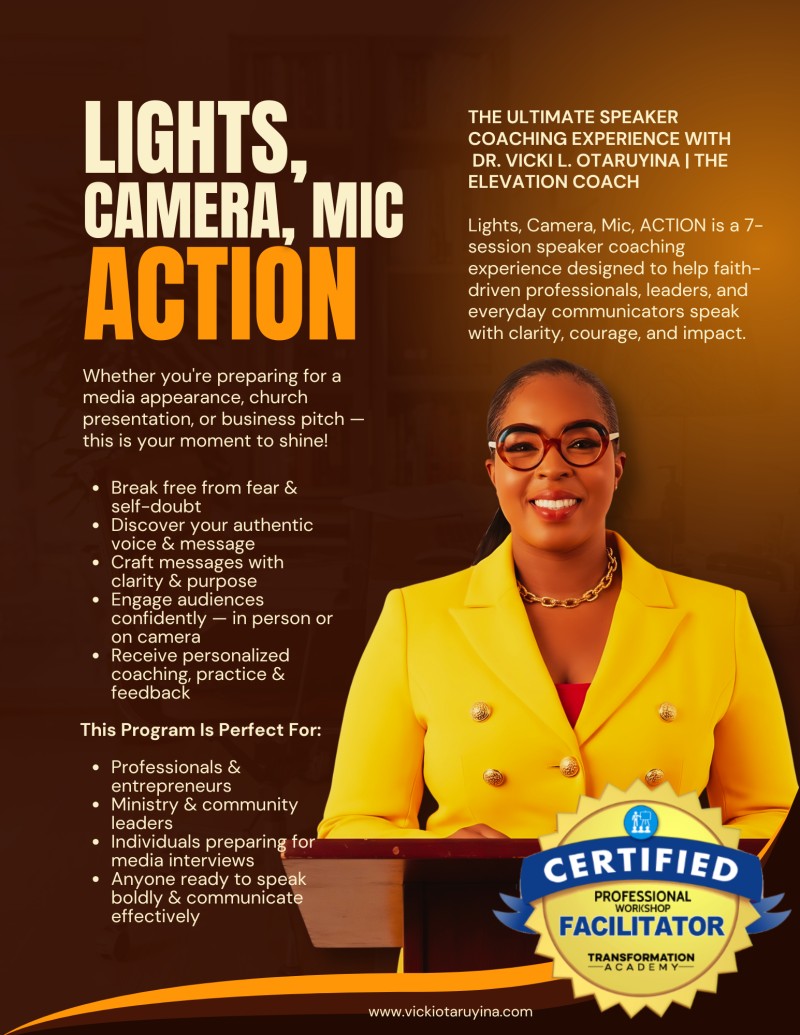 Lights, Camera, ACTION! Speaker Group Coaching Program with Dr. Vicki (ONLINE)