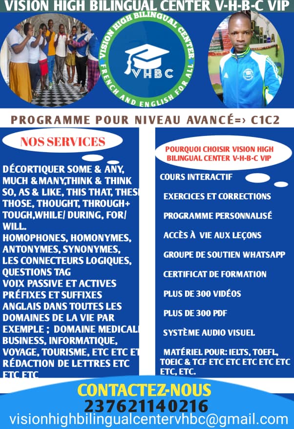 COURS D'ANGLAIS NIVEAU AVANCER MAÎTRISE EN ANGLAIS C1C2