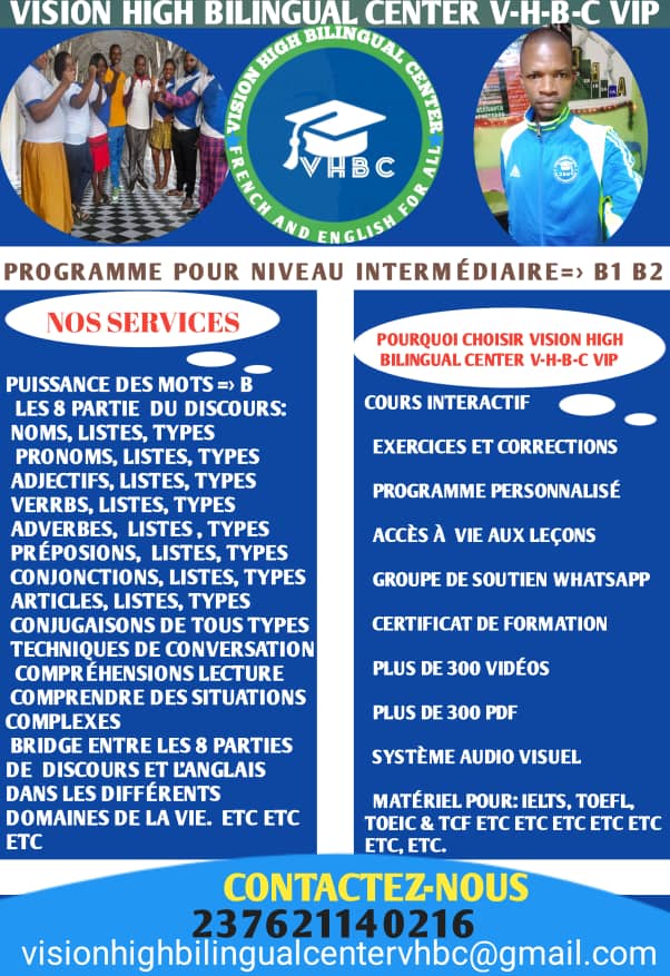 COURS D'ANGLAIS NIVEAU NTERMÉDIAIRE B1 B 2