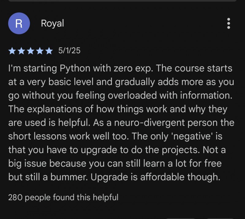 Customer review 1