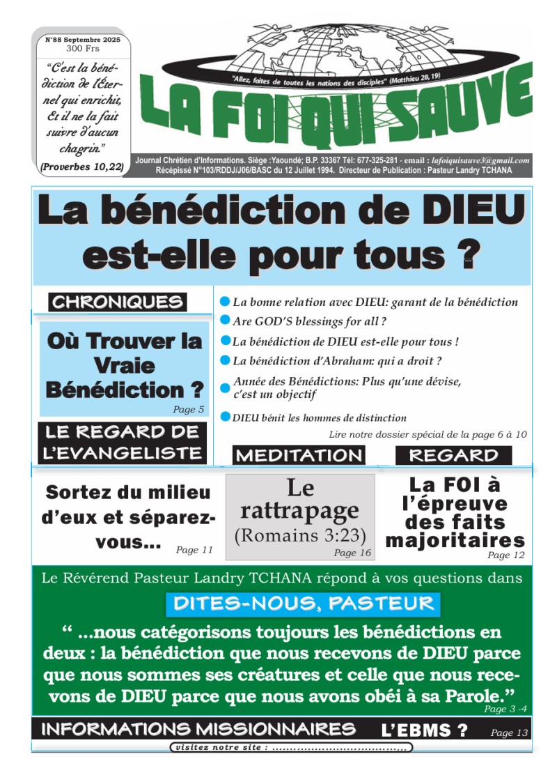 JOURNAL LA FOI QUI SAUVE EDITION 2025