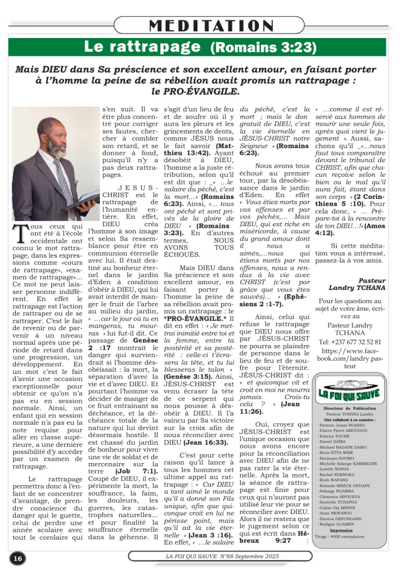 JOURNAL LA FOI QUI SAUVE EDITION 2025