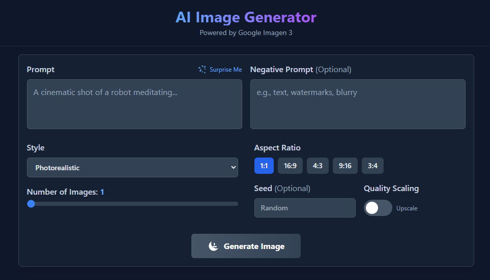 AI Image Generator – Full Source Code (Powered by Google Imagen 3 API)
