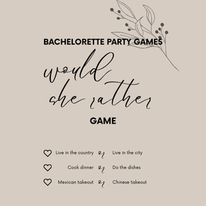 Bachelorette Party Games - She Would Rather.. Game