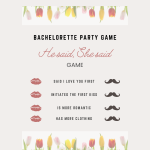 Bachelorette Party Games - He Said-She Said Game