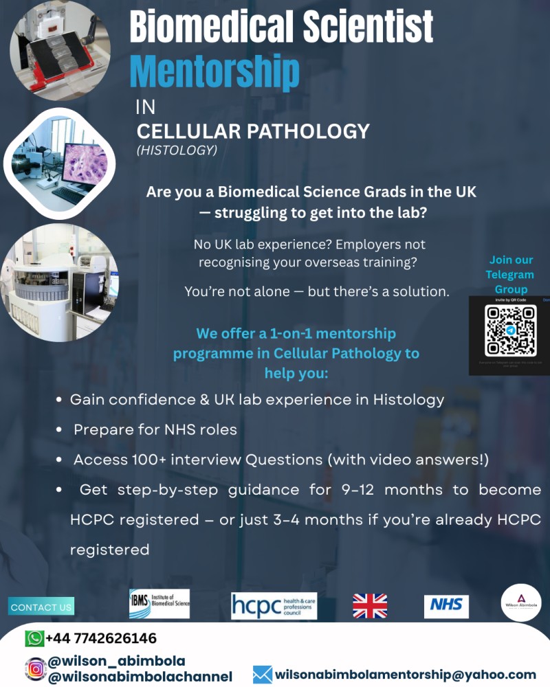 Clarity Call in Cellular Pathology (Histology) for Band 3,4,5, and 6