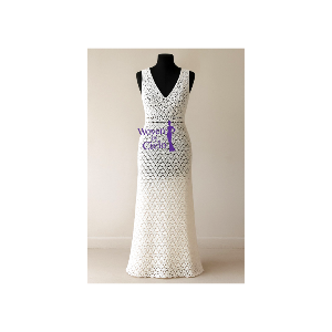 White Lacy Deep V Cut Dress