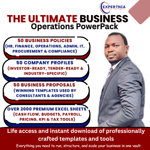 THE ULTIMATE BUSINESS OPERATIONS POWERPACK (BUSINESS POLICIES, COMPANY PROFILE, BUSINESS PROPOSAL, SOPs AND PREMIUM EXCEL SHEETS)