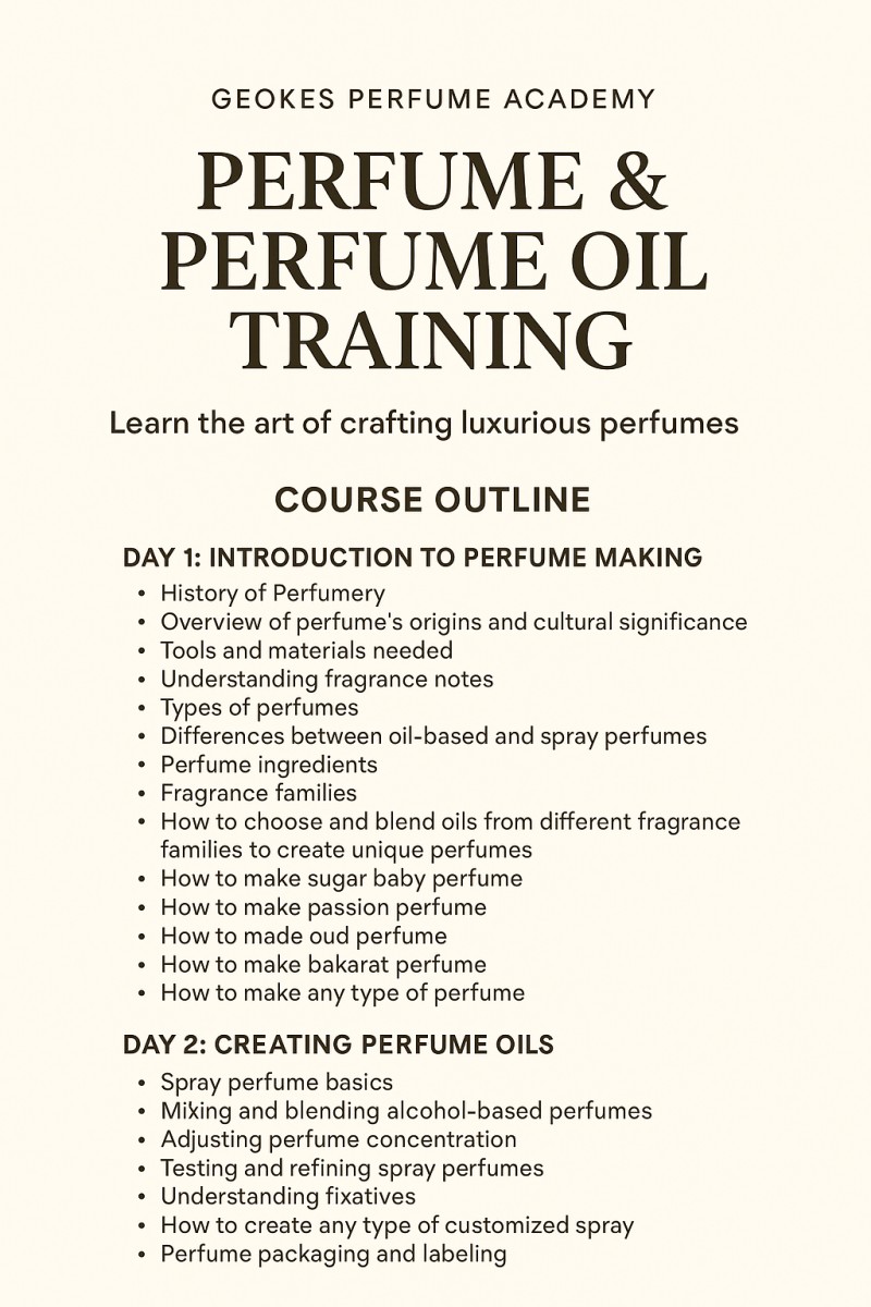 "Geokes Perfume Academy – 1 Week Intensive Perfume & Perfume Oil Making Training (Telegram)"