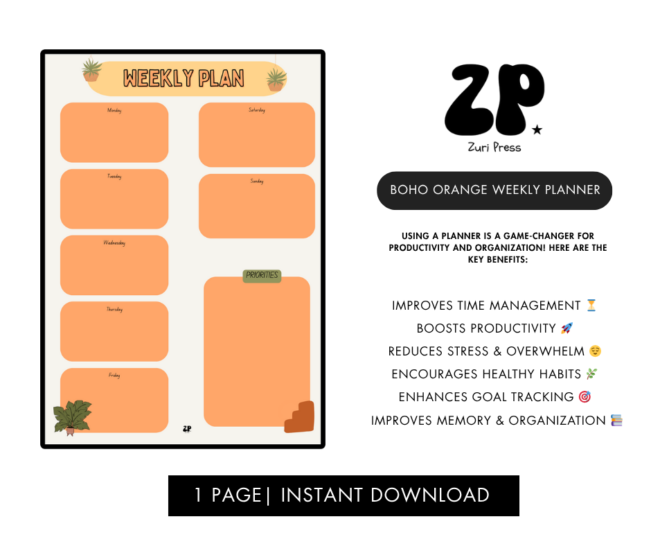 Boho Orange Weekly Planner