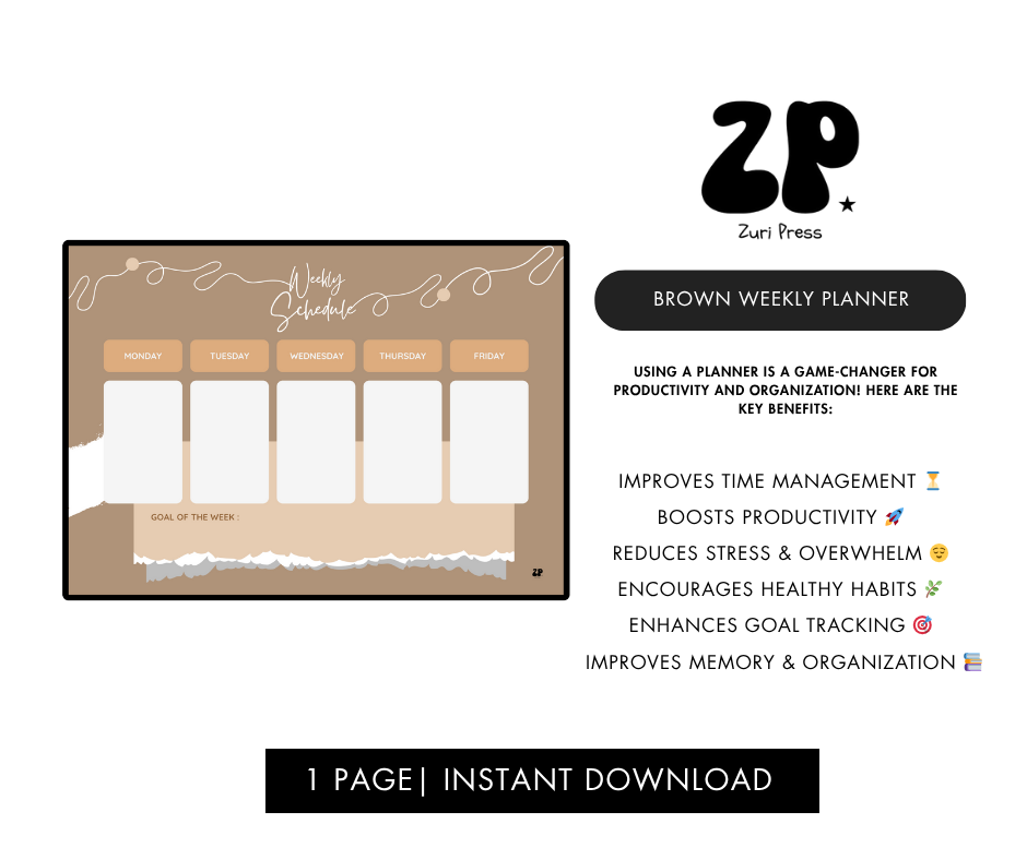Brown Weekly Planner