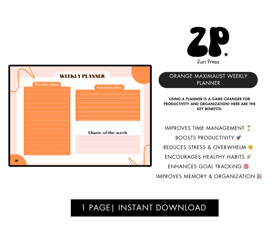 Orange Maximalist Weekly Planner