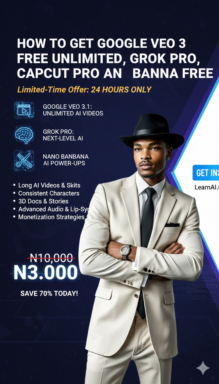HOW TO GET GOOGLE VEO 3, GROK PRO, CAPCUT PRO AND NANO BANANA FOR FREE UNLIMITED