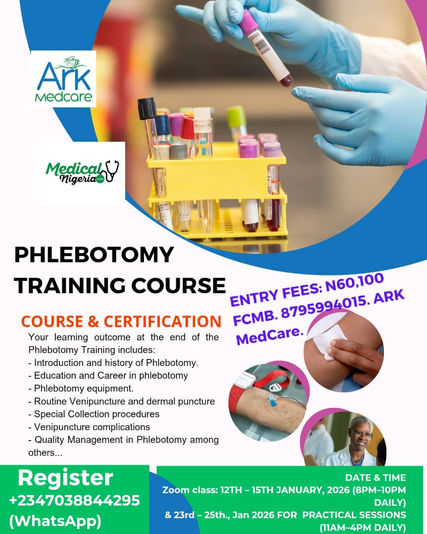 PHLEBOTOMY TRAINING COURSE. CLASSES START 12TH JAN. 2026
