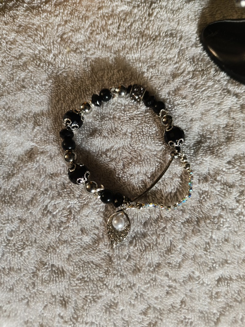 Midnight Pearl Charm Bracelet