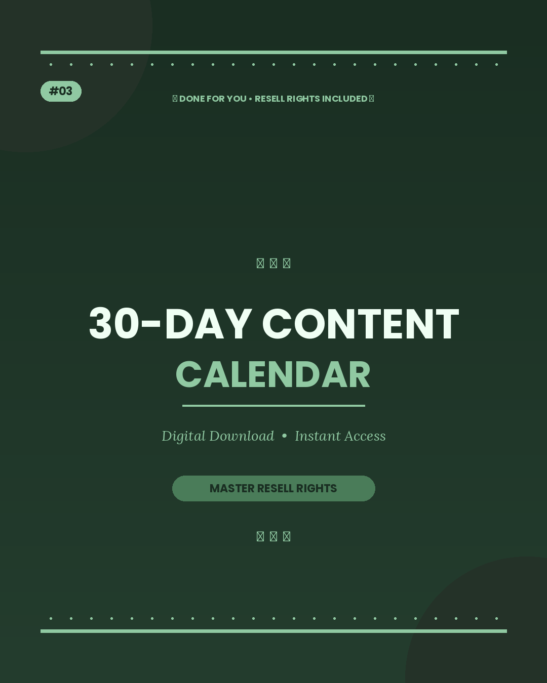 30 Day Content Calendar