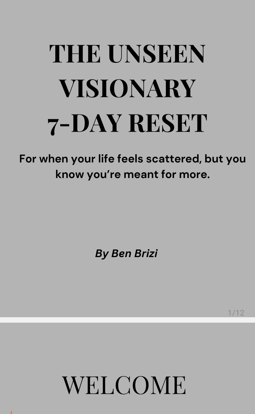 THE UNSEEN VISIONARY: 7-DAY RESET