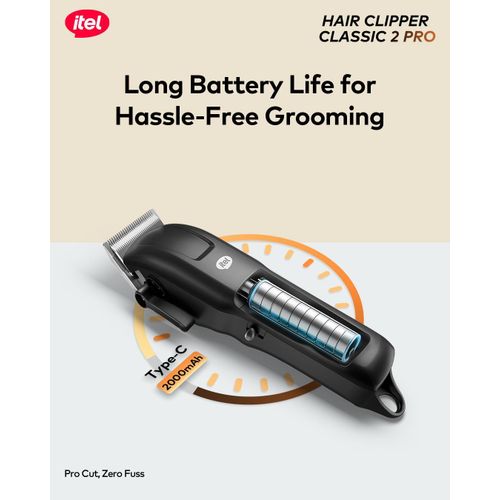 itel Hair Clipper Classic 2 Pro 7000RPM Smart Led Display 2000mah Battery Life Type-C Fast Charge IHC-33Pro