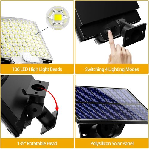 Mythco 106LED Solar Light Outdoor With Motion Sensor IP65 Waterproof