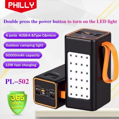 Philly 50000 MAh Super Fast Charger Power Bank With LED Lights Brand:Philly|Similar