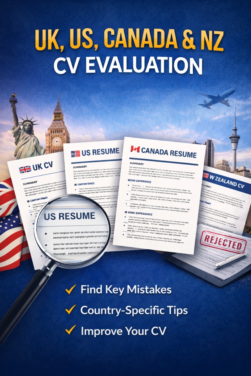 UK, US, CANADA & NZ CV EVALUATION