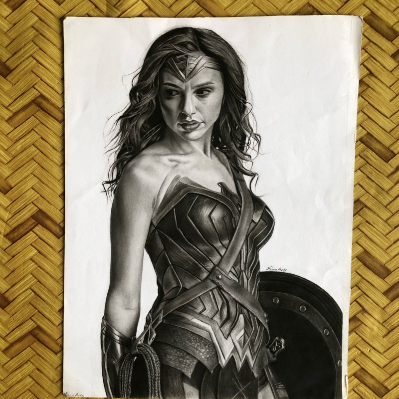 Wonder Woman (a 12" x 16" graphite drawing)