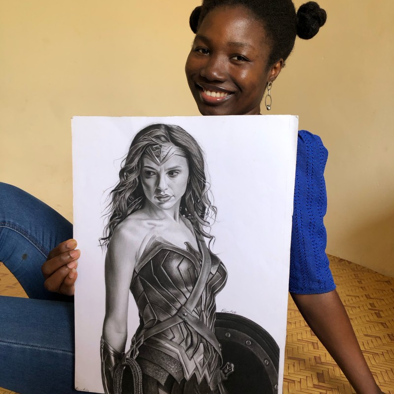 Wonder Woman (a 12" x 16" graphite drawing)