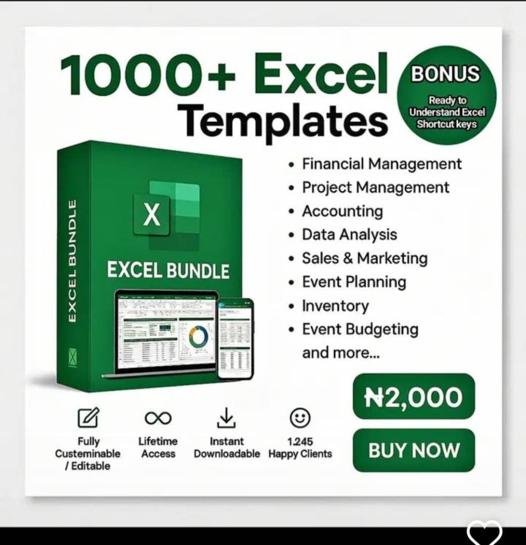 1000 + Excel Templates Bundle
