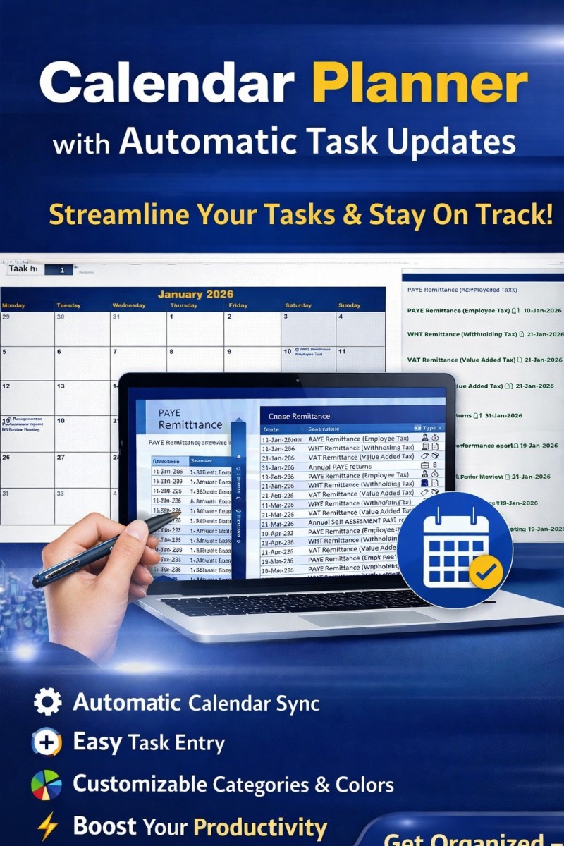 📅 Ultimate Calendar Planner with Automatic Task Updates