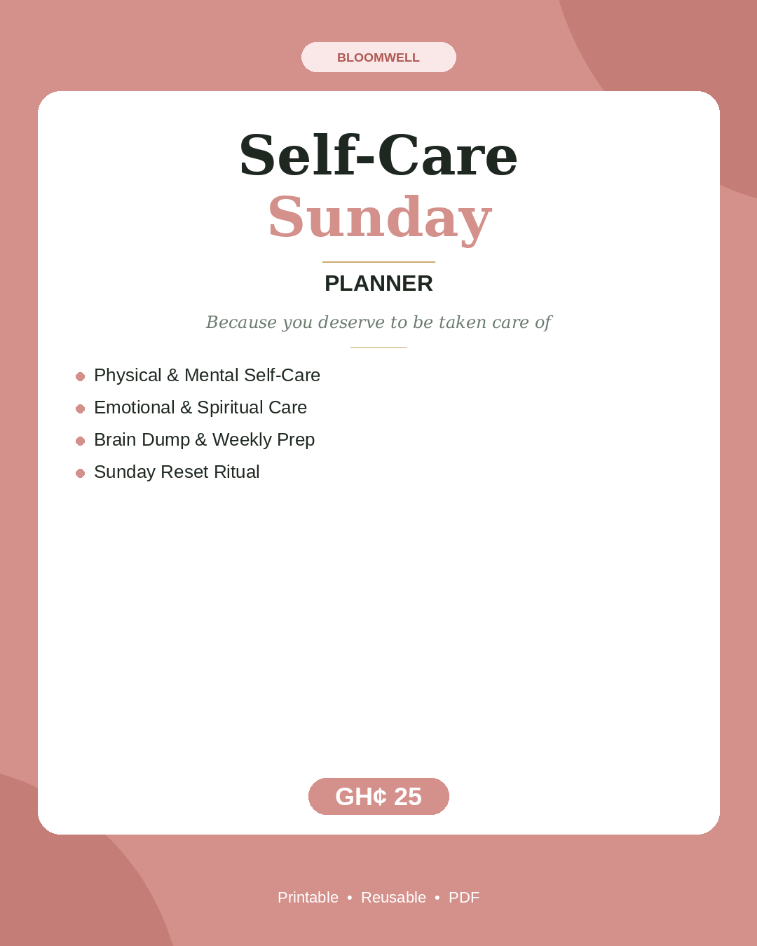 Self-Care Sunday Planner