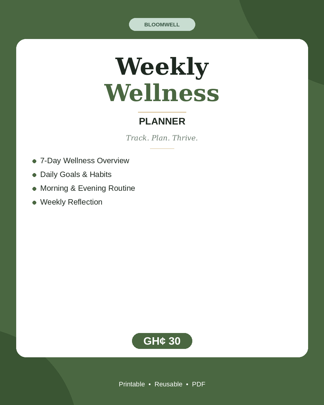 Weekly Wellness Planner