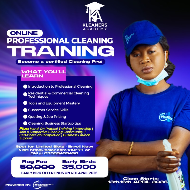 ONLINE PROFESSIONAL CLEANING TRAINING
