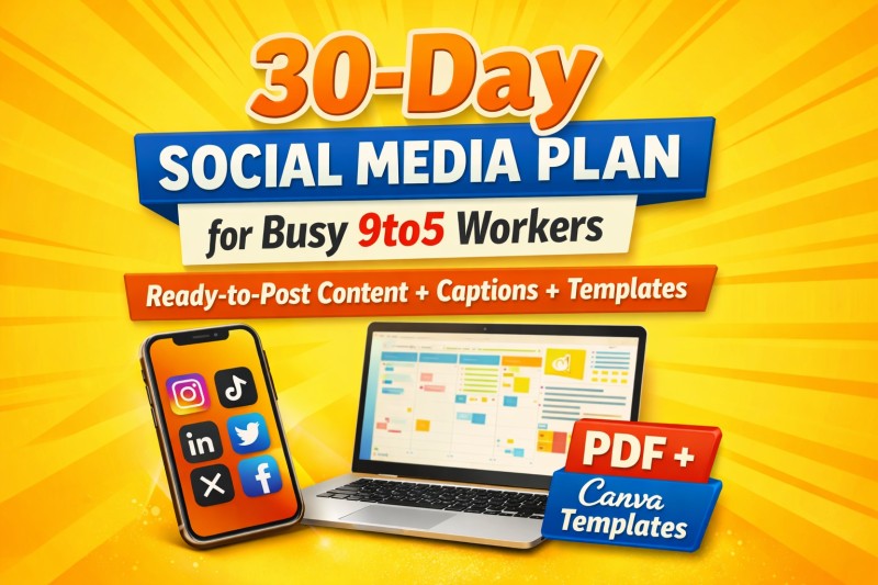 30-Day Social Media Content Plan for 9to5 Workers