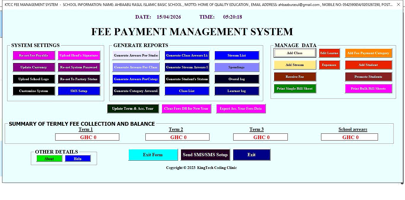 FEE PAYING MANAGEMENT SYSTEM
