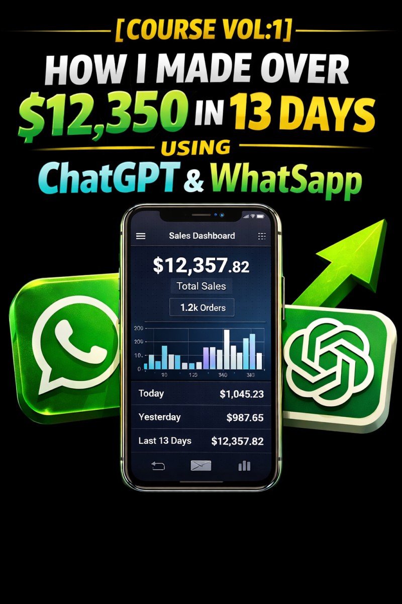 {COURSE VOL 1 } HOW I MADE OVER $12,350.58 IN 13 DAYS USING WHATSAPP & CHATGPT