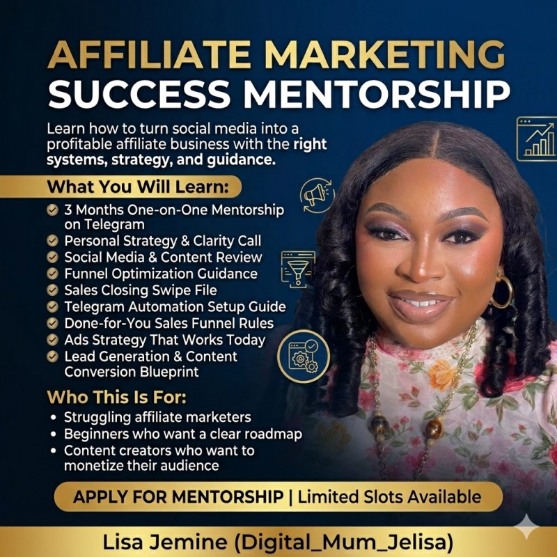 AFFILIATE MARKETING SUCCESS MENTORSHIP WITH DIGITAL MUM JELISA